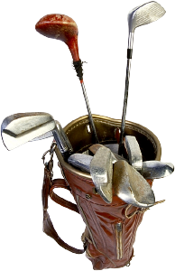 Golf clubs in a golf bag